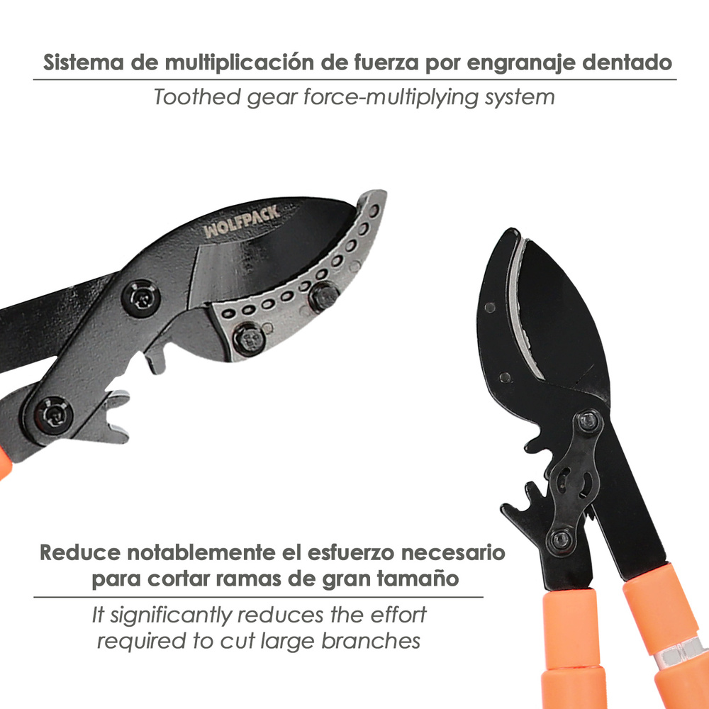 Tijera Podar 2 Manos Sistema Yunque Mangos Telescopicos Aluminio Con Multiplicador De Fuerza detalle de la cuchilla